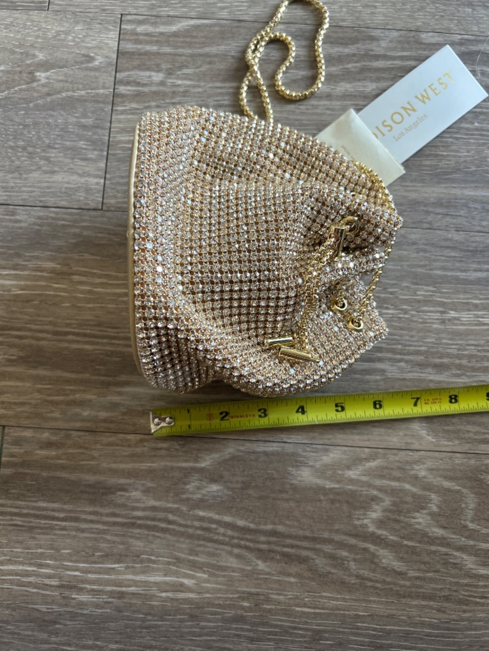 Madison West Los Angeles Gold and Silver Mini Bucket Bejeweled Bag - Picture 5 of 5